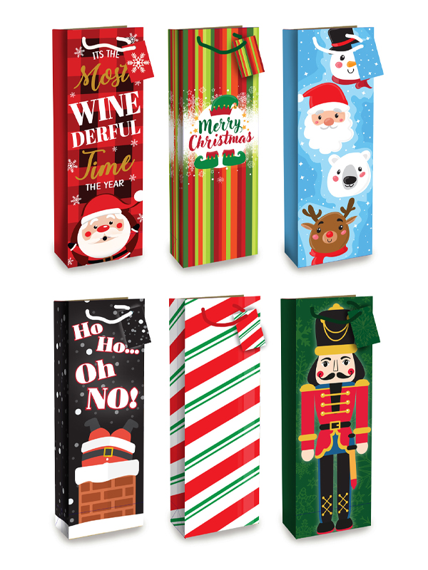 Asst Christmas Wine Gift Bags72/case