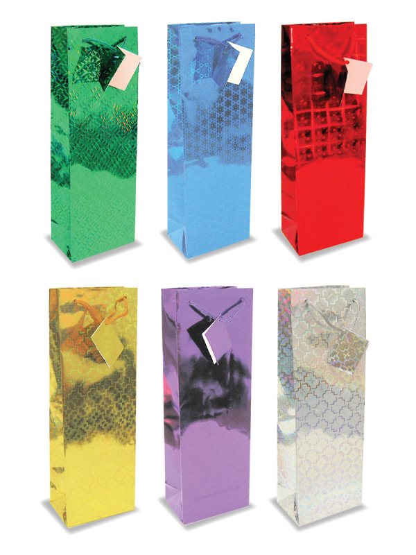 Asst Holographic Wine Gift Bag150/case